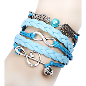 Leather Charm Bracelets Baoguangmusic Notes And Infinity Charm Handmade Leather Bracelet Jewelry Christmas Gifts