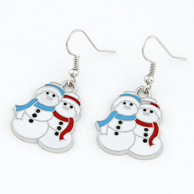 Christmas Gift Snowman White Drop Earrings