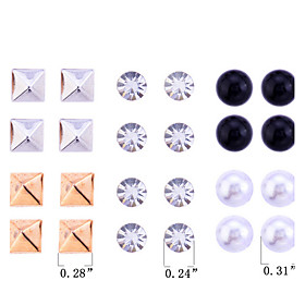 Stud Earrings Pearl Crystal Imitation Pearl Resin Simulated Diamond Fashion Rainbow Jewelry Party Daily Casual 1set