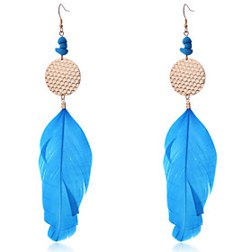 Drop Earrings Feather Bohemian Fashion Feather Black Blue Jewelry Party Daily Casual 2pcs