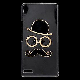 Custodia Trasparente Fashion Strass Hat Deluxe 3D Glasses Moustache design posteriore dura per Huawei P6