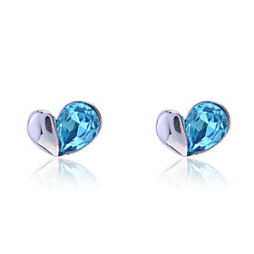 Stud Earrings Crystal Simulated Diamond Alloy Heart Fashion Heart Blue Jewelry Party Daily Casual 2pcs