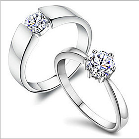 Missing U Copper / Rhinestone / Silver Plated / Platinum Plated Ring Couple Rings Daily Single 1pc Promis Rings For Couples