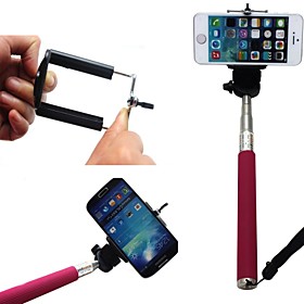 Extensivel selfie Handheld Vara monope Pod para o iPhone, Samsung, camera com 1/4 de polegada Screw Hole (rosa)