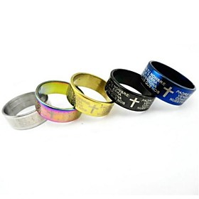 Multicolor Cross Bible Men Titanium Steel Ring Christmas Gifts