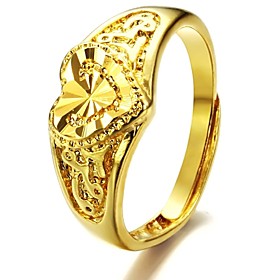18 K Gold Plated Heart-shaped Ms Hollow Ring Opening All Yards
