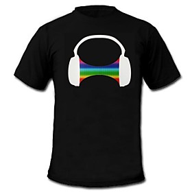 LED T-shirts Sound activated LED lights Cotton Novelty 2 AAA Batteries
