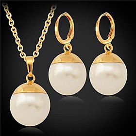 Jewelry Set Pearl Birthstones Wedding Party Daily Casual Sports Pearl Imitation Pearl Gold Plated Earrings Necklaces