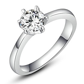 0.5ct 6 Prongs Hearts Arrows Ideal Cut Swiss Cubic Zirconia Diamond Halo Engagement Ring