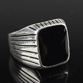 Vintage Contracted Silver Alloy Black Resin Men