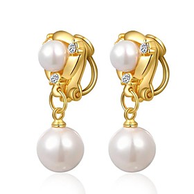 Clip Earrings Costume Jewelry Crystal Imitation Pearl Gold Plated Jewelry For Wedding Party Daily Casual