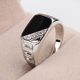 Fashion Contracted Alloy Platinum Plated Black Oil Rhinestone Men