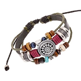 Leather Charm Braceletszx Vintage Punk Beads Combination Handmade Leather Strand Bracelets Christmas Gifts