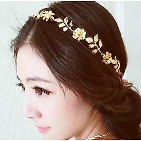 Alloy Headband,floral Basic Flowers Winter Spring Summer Fall Golden