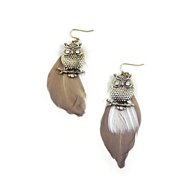 Earring Animal Shape / Owl Drop Earrings Jewelry Women Party / Daily / Casual / Sports Feather Coffee