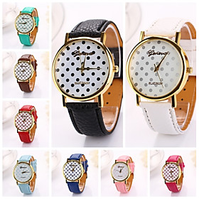 Women Dots Printing Pu Leather Brand Luxury Lady Bracket Dress Wristwatch (assorted Colors)cd-205 Cool Watches Unique Watches Fashion Watch