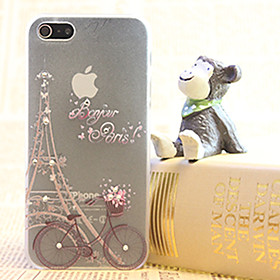 Per Custodia iPhone 5 Con diamantini \/ Transparente Custodia Custodia posteriore Custodia Torre Eiffel Resistente PC iPhone SE\/5s\/5