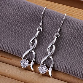 Diamond Zircon 925 Silver Drop Earrings(2pc)