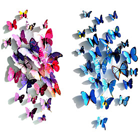 3d affascinanti decalcomanie simulazione farfalla pvc arte (colori assortiti) (12 pezzi)