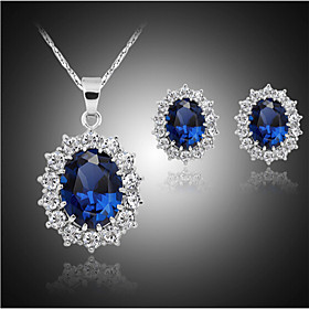 Jewelry Set Synthetic Sapphire Luxury Cute Party Party Birthday Engagement Gift Brass Gemstone Crystal Synthetic Gemstones Cubic