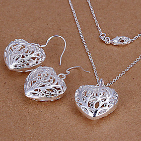 Jewelry Set Cute Party Love Cute Style Party Brass Cubic Zirconia Silver Plated Necklace Earrings