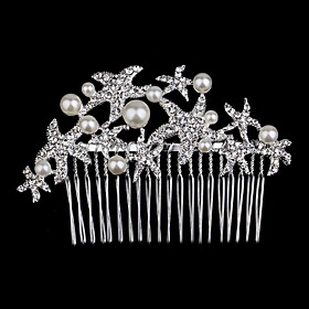 Palace Hairpins Starfish Comb For Women Rhinestone Crystals Wedding Hair Accessories Party Wedding Bridal Jewelry