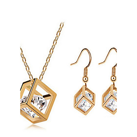 Jewelry Set Luxury Cute Party Work Casual Fashion Zircon Cubic Zirconia Gold Plated Necklace Earrings