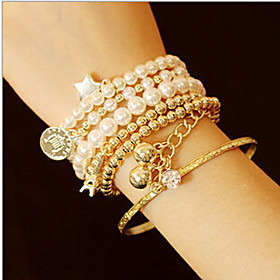 Missing U Alloy / Imitation Pearl Bracelet Cuff Bracelets / Strand Bracelets Daily / Casual 1set Jewelry Christmas Gifts