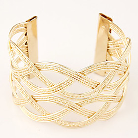 European Style Fashion Wild Hollow Metal Braid Cuff Bracelet