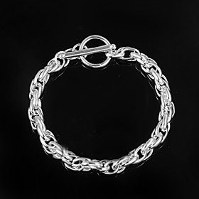 Fashion Circle 925 Silver Sterling Party Chain Link Bracelets For Womanlady Christmas Gifts