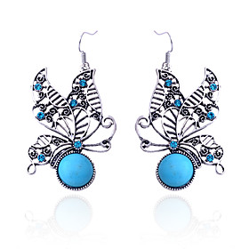 Drop Earrings Crystal Silver Plated Turquoise Simulated Diamond Blue Jewelry Party Daily Casual 2pcs