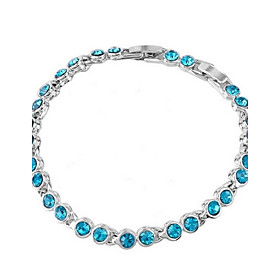 High Quality Crystal Silver Plated Round Link Chain Link Bracelet