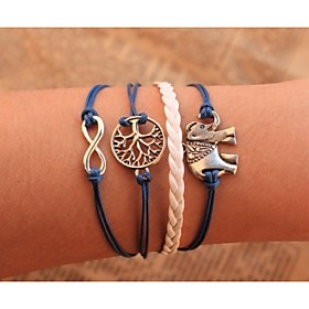 Leather Charm Braceletsunisex Multilayer Leather Bracelet Elephant Life Tree Inspirational Bracelets Gifts