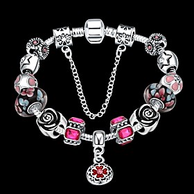 Lucky Doll Vintage Silver Plated Gemstone Crystal / Cubic Zirconia Link/chain / Beaded / Charm Bracelet