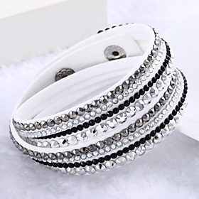 Leather Bracelets Multilayer Wrap Bracelet Rhinestone Bracelets Fashion Jewelry For Bestfriend Chain Bracelet 1 Pc Lureme Gifts