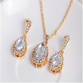 Jewelry Set Cute Party Work Pearl Cubic Zirconia Gold Plated Necklace Earrings