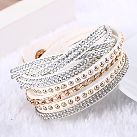 Leather Bracelets Multilayer Wrap Bracelet Rhinestone Bracelets Fashion Jewelry For Bestfriend Chain Bracelet 1 Pc Lureme Christmas Gifts