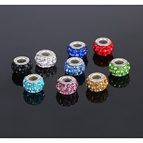 5pcs Jewelry Silver Bead Charm European Alloy Crystal Bead Fit Necklace Bracelet Earring (send 5 Different Colors)