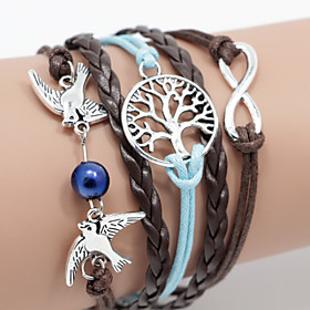 Multilayer Bird Life Tree Weave Bracelet,blue Brown Inspirational Bracelets