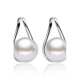 2016 Korean Women 925 Silver Sterling Silver Jewelry Imitation Pearl Earrings Stud Earrings 1pair