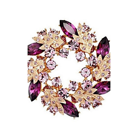 Bling Bling Crystal Rhinestone Gold Plated Chinese Redbud Flower Brooch Pins Jewelry Women Brooches For Scarf