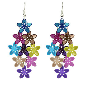 Colorful Metal Flower Shape Fancy Drop Earrings