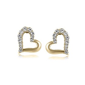 Luxury Stud Earrings For Women Vintage Crystal Heart Stud Earrings Fashion Jewelry Accessories Silver Plated