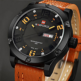 Men Naviforce Watch Quartz Waterproof Sports Watch Calendar Genuine Leather Wristwatch (assorted Color) Wrist Watch Cool Watch Unique Watch
