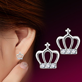 2016 Korean Unisex 925 Silver Sterling Silver Jewelry Earrings Crown Stud Earrings 1pair