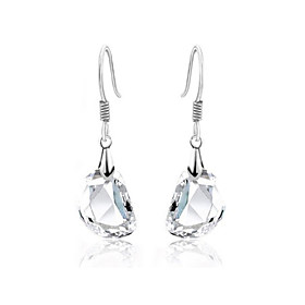 Luxury Austria Crystal Drop Earrings For Women Clean Waterdrop Earrings Fashion Jewelry Accessories Silver Plated