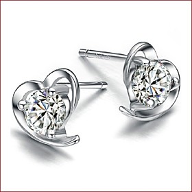 925 Silver Sterling Silver Jewelry Earrings Sample Lovely Heart Stud Earring 1pair