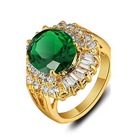2016 New Luxurious 18k Gold Plated Green Rhinestone Engagement Rings For Women