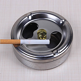 Practical Smoking Stainless Steel Ashtray Lid Rotation Fully Enclosed Home Gadgets