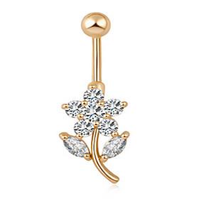 Lady's Stainless Steel Zircon Navel Belly Button Ring Dancing Body Jewelry Piercing Body Jewelry